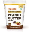 PINTOLA High Protein Peanut Butter Chocolate Flavour Crunchy 1kg, Added WHEY Protein, 30g Protein 6.2g Fiber, Gluten Free, Zero Trans Fat, Dark Chocolate Peanut Butter Spread, Nut Butter Bread Snacks