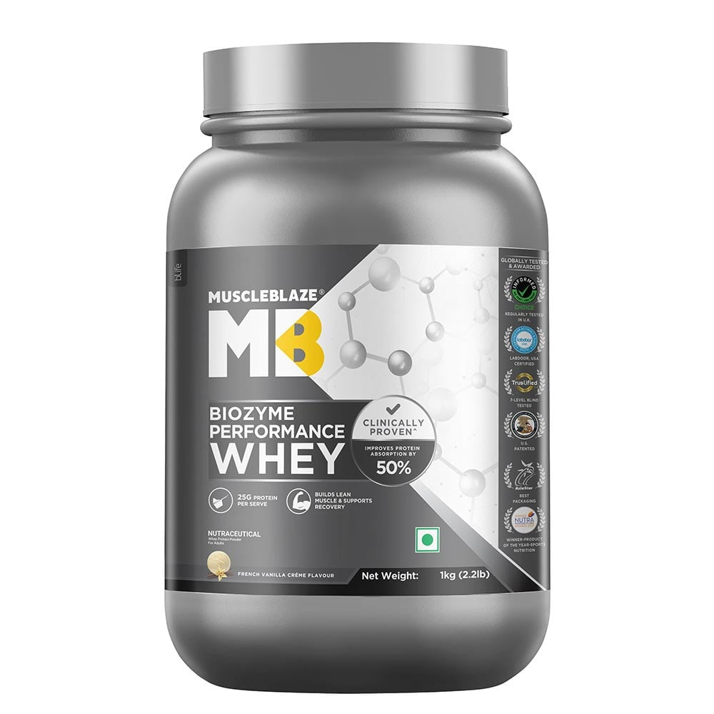MuscleBlaze Biozyme Performance Whey
1kg • French Vanilla Creme