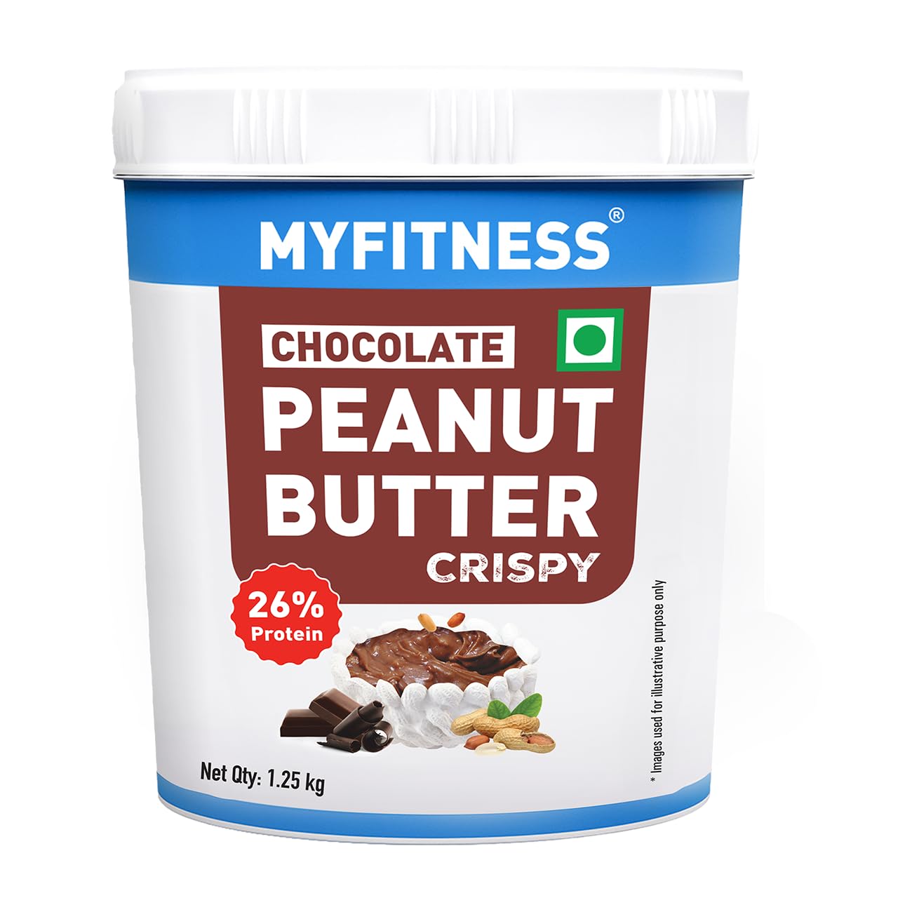 MYFITNESS Peanut Butter Chocolate Spread Crunchy 1.25kg | 23g Protein & 9g Fiber | Tasty & Healthy Nut Butter Spread for Breakfast & Snacks | Cholesterol Free | Zero Trans Fat | Crunchy Peanut Butter